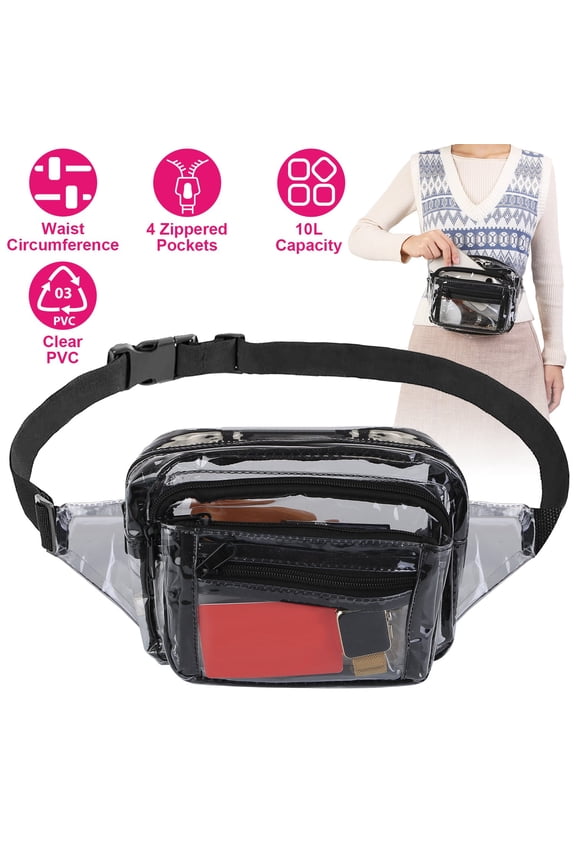 Clear Fanny Pack Belt Bag, iMounTEK Crossbody Bag Bum bag Waist Bag Waist Pack for Outdoor Sport Travel Beach Concerts Travel(23.42in-32.67in Waist Circumference)