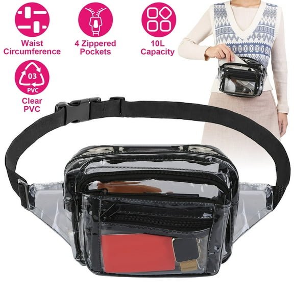 Clear Fanny Pack Belt Bag, iMounTEK Crossbody Bag Bum bag Waist Bag Waist Pack for Outdoor Sport Travel Beach Concerts Travel(23.42in-32.67in Waist Circumference)