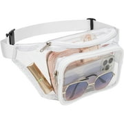 Clear Fanny Pack Stadium Approved - Adjustable Belt Bag for Women Men Fits Sport Events, Concerts, Transparent Waist Bag, White