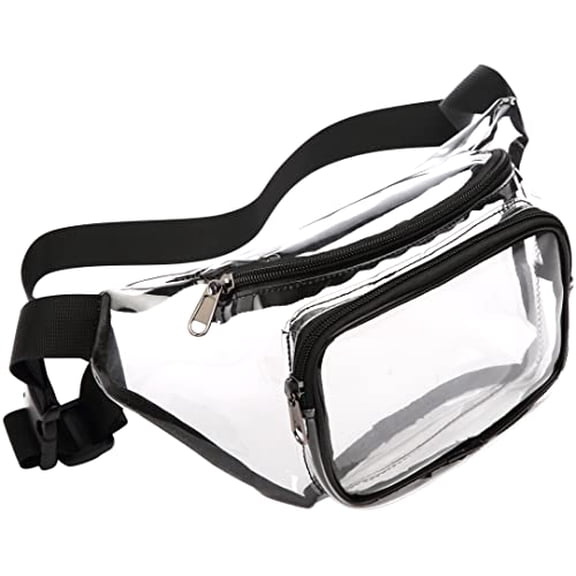 Clear Fanny Pack Stadium Approved - Clear Bag for Stadium Events Transparent Belt Bag for Women Men,Adjustable Waist Bag for Sports,Concerts,Black