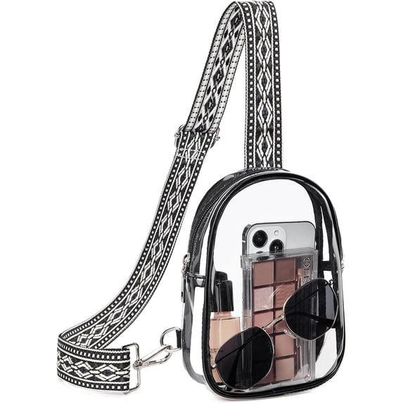 Clear Fanny Pack Stadium Approved Clear Sling Bag Purses for Women Stadium Transparent Bag for Concert with Adjustable Strap Brown