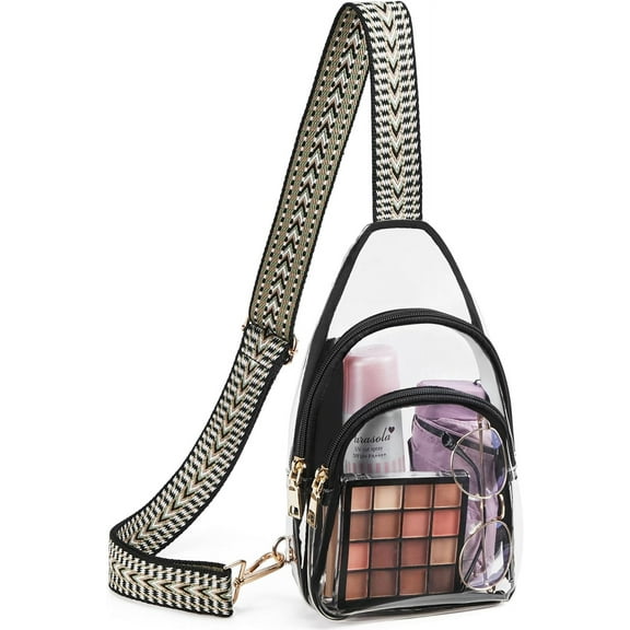 Clear Fanny Pack Stadium Approved Clear Sling Bag Purses for Women Stadium Transparent Bag for Concert with Adjustable Strap Brown