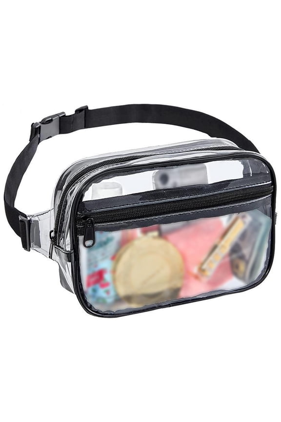 Clear Fanny Pack for Stadium Events Waterproof Transparent Waist Bag Black Women Men Concerts Sports Belt Bag