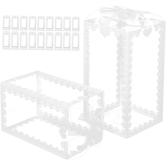Clear Favor Boxes 20 Pack - 2.36" Small Plastic Treat Boxes with Lids, Heart Lace Design, Wedding Favors, Baby Shower Favors, Party Candy Containers
