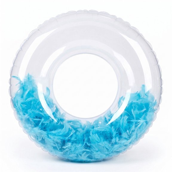 Clear Feather Inflatable Pool Ring with Blue Accent Fill - Light Blue