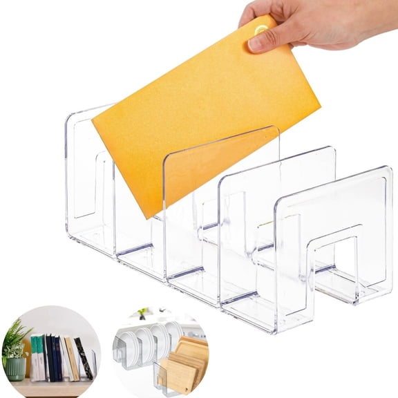 Clear File Holder Acrylic Desk Organizer,Sturdy Desktop Files Organizer,1pack Folder Holder Rack for Envelopes,Mail,Letter Paper,Notebook