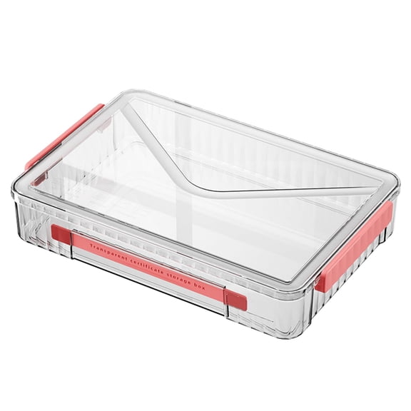 Clear File Storage Box with Latching Lids Stackable Project Case Organizer Plastic Stacking File System Office Magazine Storage Bin School Supplies Container Portable with Handle (1 Yellow, L)