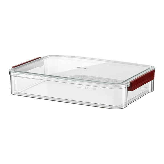 Clear File Storage Box With Lids, A4 Storage Box For 8"X11" Paper, Plastic A4 Container, Stackable Magazine File A4 Paper Project Case Bins, Desk Organizer Office Invoice Document - red