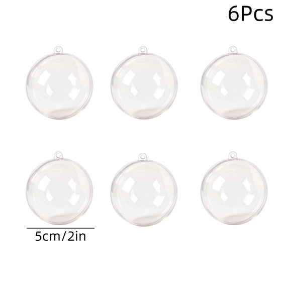 Clear Fillable Plastic Christmas Ornament Balls Set of 6 Transparent DIY Hanging Baubles for Xmas Tree Wedding Party Decor(6PC)