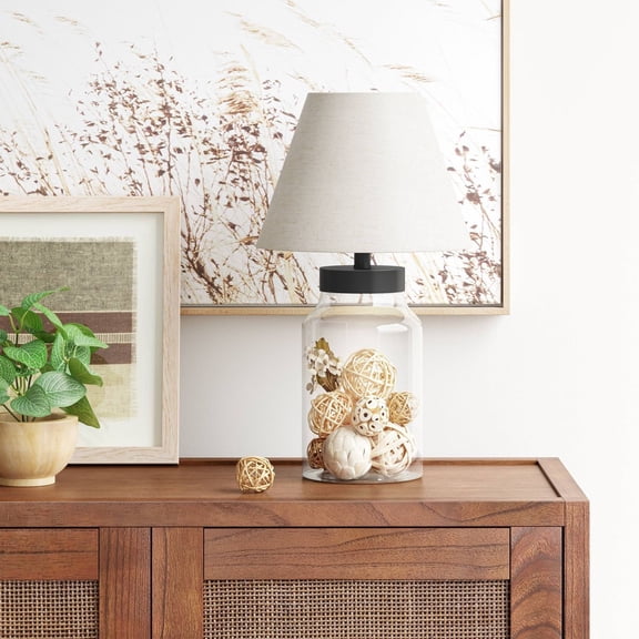 Clear Fillable Small Lamp Base, Glass Accent, No Assembly Required, UL Listed