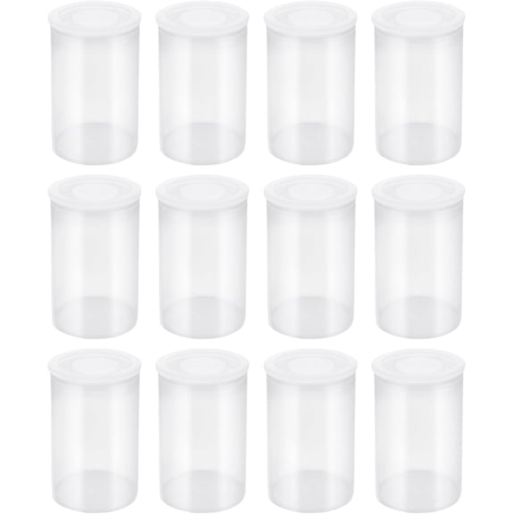 Clear Film Canisters with Lids for Science Projects and Storage, 12 Pack