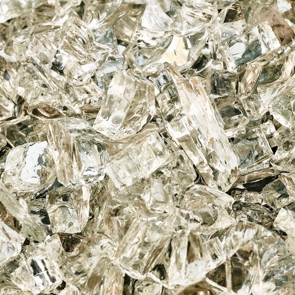 Clear Fire Glass | White Cloud, Original Fire Glass, 1/4", Reflective | 10 lbs