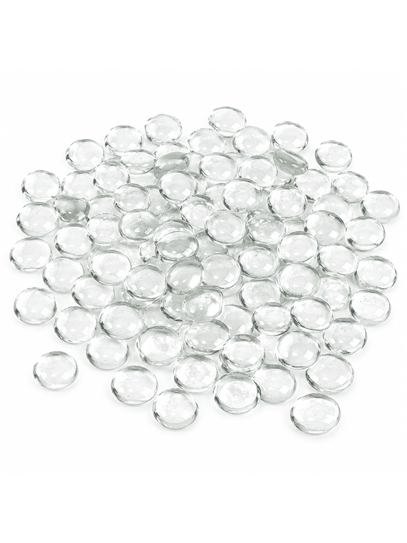 Clear Flat Glass Marbles, 1 lb Transparent Vase Filler Pebbles Gems, Decorative Glass Beads for Vases, Crafts, Floral, Mancala Stones, Centerpieces, Aquarium Rocks for Fish Tank