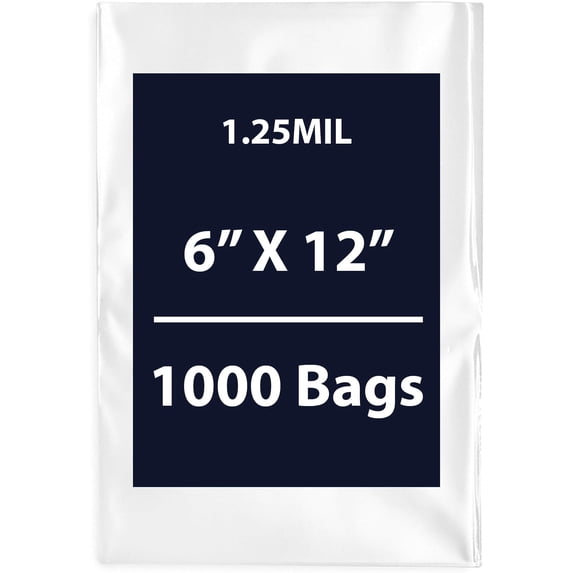 1000 Count 6"x12" 2 Mil Clear Flat Poly Bags - Open Top For Parts, Nuts, Cookies, Crafts