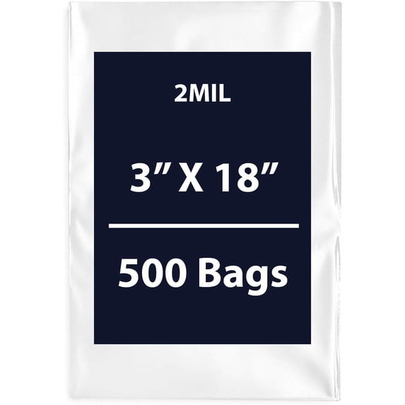 Clear Flat Poly Bags, 2Mil 3