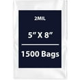 thumbnail image 1 of Clear Flat Poly Bags, 2Mil 5" X 8" & 1500 Bags | Low-Density Polyethylene (LDPE), Flat Open Top Plastic Packaging Packing | Flexible and Durable Plastic Bags, 1 of 7