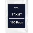 thumbnail image 1 of Clear Flat Poly Bags, 4Mil 7" X 9" & 100 Bags | Low-Density Polyethylene (LDPE), Flat Open Top Plastic Packaging Packing | Flexible and Durable Plastic Bags, 1 of 7