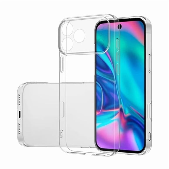 Clear Flexible Sturdy Slim TPU Case for iPhone 17 Pro with Additional Tempered Glass Screen Protector Included