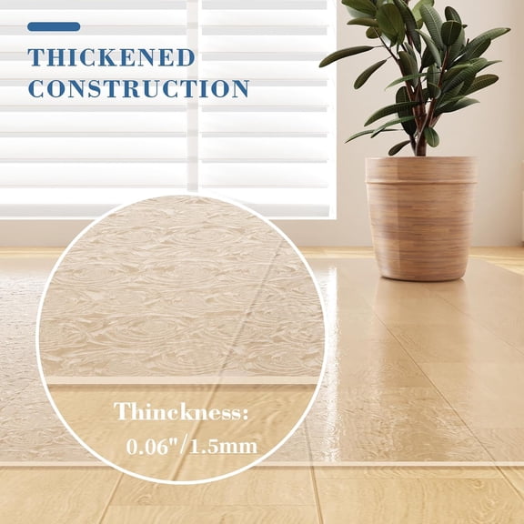 Clear Floor Mat for Home, 5' × 7' Plastic Area Mat for Living Room, Waterproof Area Rug for Under Dining Table, Large Office Chair Mat for Hard Floors (Clear-Rose)