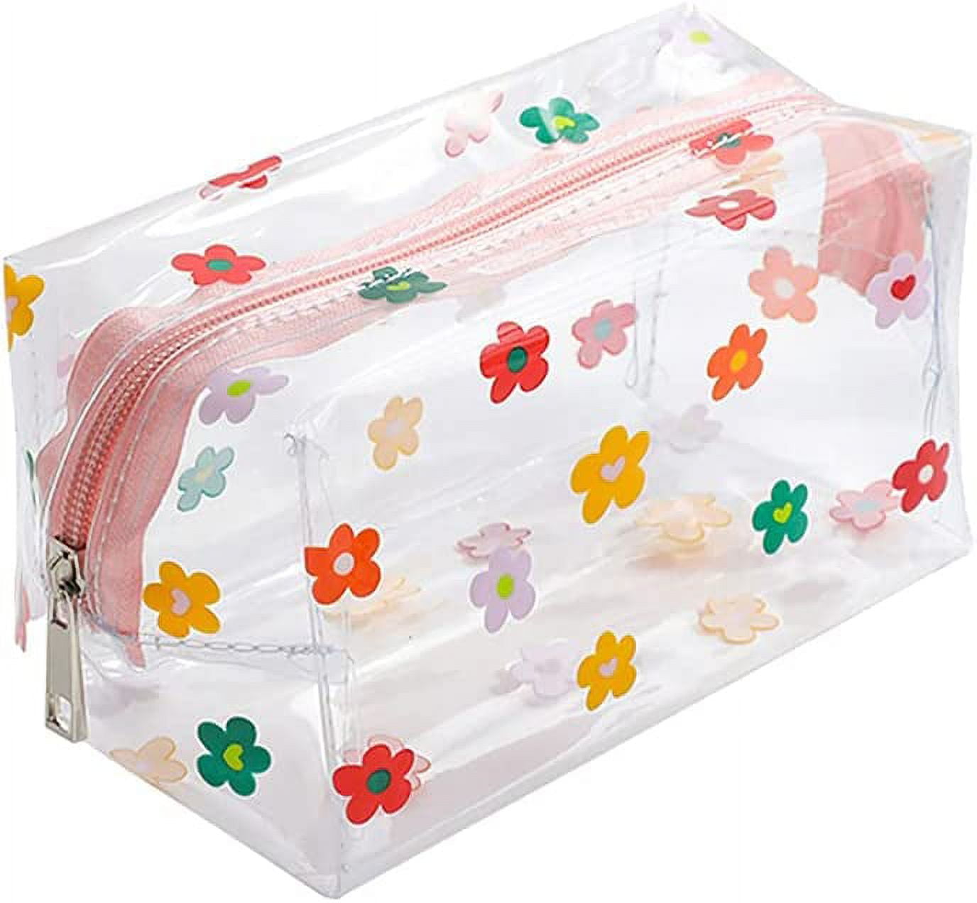 Clear Flower Makeup Bags Transparent Floral Cosmetic Bag Travel Wash