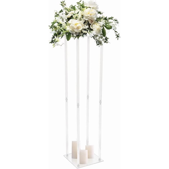 Clear Flower Stand, 40 Inch Tall 10 Inch Dia. Wedding Decoration Table Centerpiece Clear Acrylic Floor Vase Decorative Column Stand, for Home Party Wedding Event