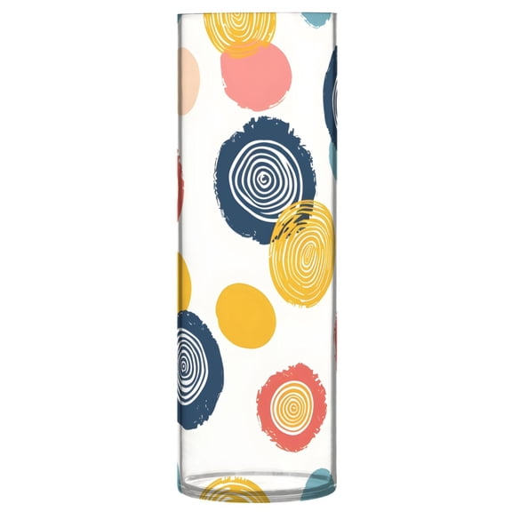 Clear Flower Vase Centerpieces Plastic Cylindrical Vases Home Wedding Decor 4"x12" Abstract Circle and Dots