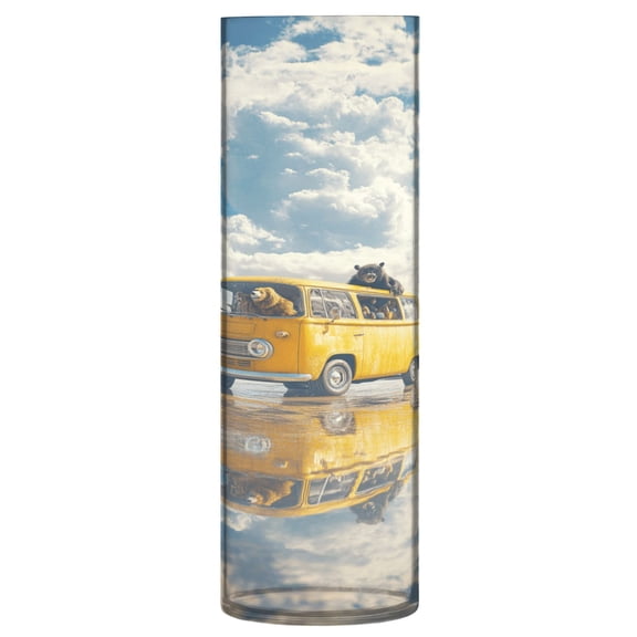 Clear Flower Vase Centerpieces Plastic Cylindrical Vases Home Wedding Decor 4"x12" Bus on Lake