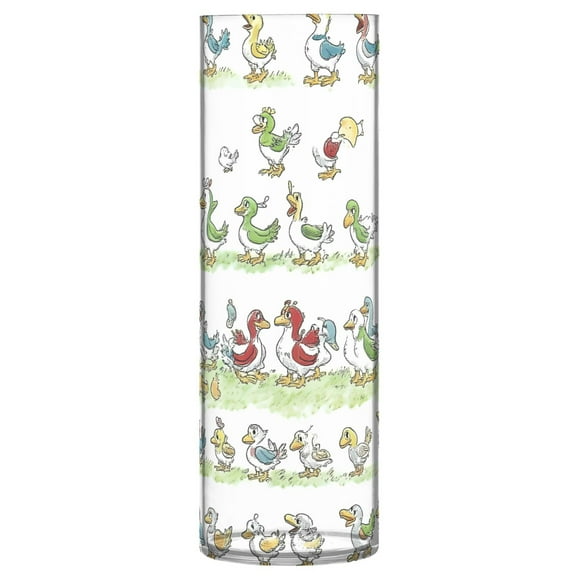 Clear Flower Vase Centerpieces Plastic Cylindrical Vases Home Wedding Decor 4"x12" Cartoon Ducks Line