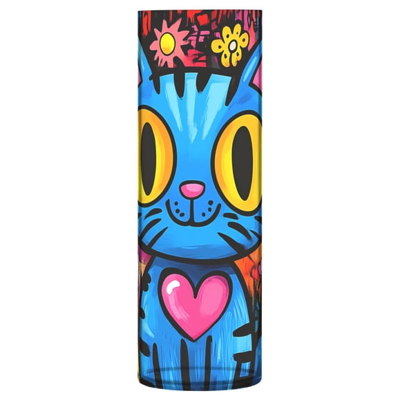 Clear Flower Vase Centerpieces Plastic Cylindrical Vases Home Wedding Decor 4"x12" Cartoon Graffiti Cat