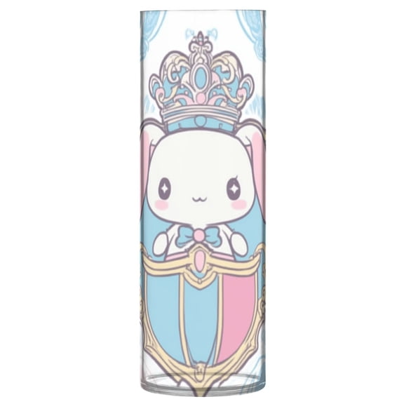 Clear Flower Vase Centerpieces Plastic Cylindrical Vases Home Wedding Decor 4"x12" Cinnamoroll with Crown and Shield.