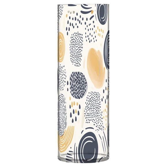 Clear Flower Vase Centerpieces Plastic Cylindrical Vases Home Wedding Decor 4"x12" Circle and Dot Doodle