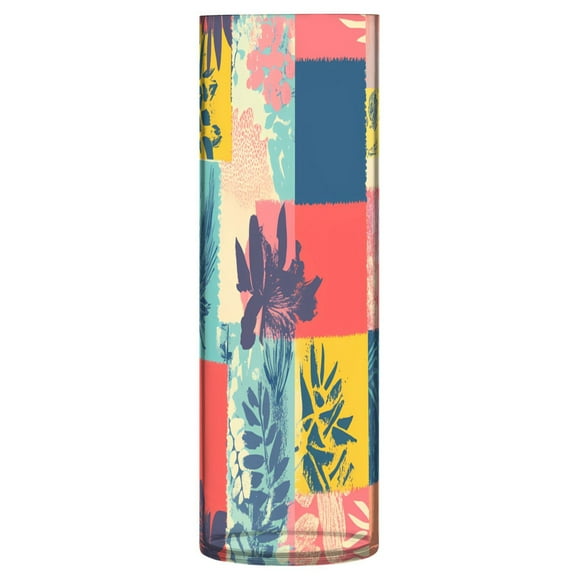 Clear Flower Vase Centerpieces Plastic Cylindrical Vases Home Wedding Decor 4"x12" Colorful Block Doodle