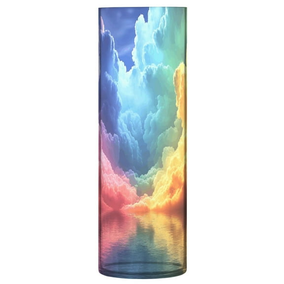 Clear Flower Vase Centerpieces Plastic Cylindrical Vases Home Wedding Decor 4"x12" Colorful Clouds over Water