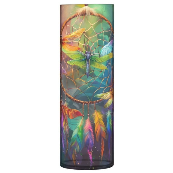 Clear Flower Vase Centerpieces Plastic Cylindrical Vases Home Wedding Decor 4"x12" Colorful Dragonflies