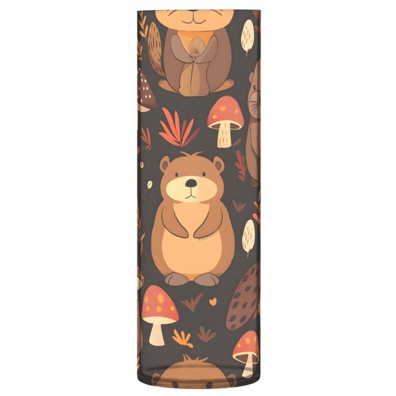 Clear Flower Vase Centerpieces Plastic Cylindrical Vases Home Wedding Decor 4"x12" Cute Beaver and Mushroom