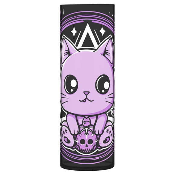 Clear Flower Vase Centerpieces Plastic Cylindrical Vases Home Wedding Decor 4"x12" Cute Cat with Skull