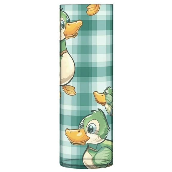 Clear Flower Vase Centerpieces Plastic Cylindrical Vases Home Wedding Decor 4"x12" Cute Ducks on Plaid
