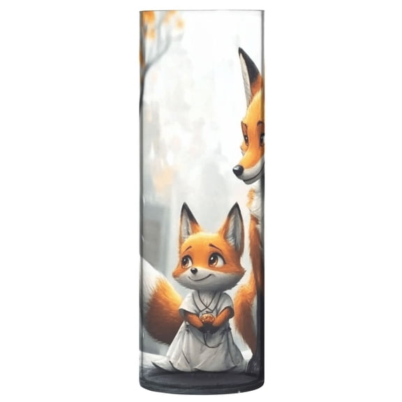 Clear Flower Vase Centerpieces Plastic Cylindrical Vases Home Wedding Decor 4"x12" Cute Fox and Snow
