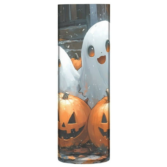 Clear Flower Vase Centerpieces Plastic Cylindrical Vases Home Wedding Decor 4"x12" Cute Ghosts Play with Pumpkin