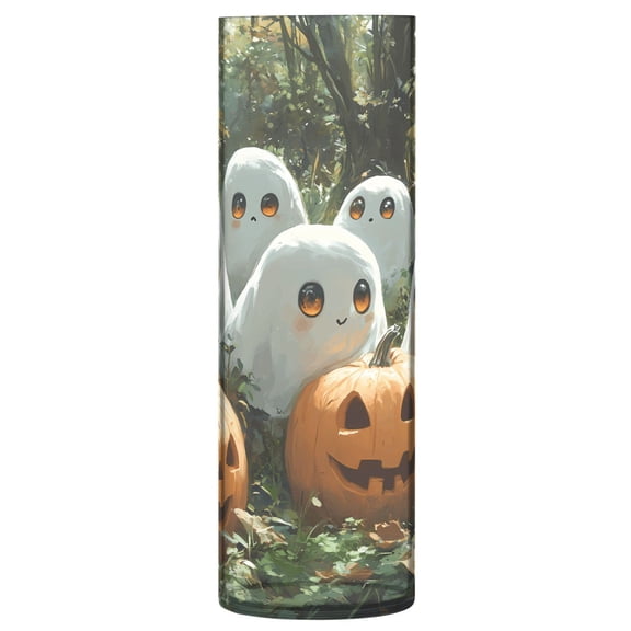 Clear Flower Vase Centerpieces Plastic Cylindrical Vases Home Wedding Decor 4"x12" Cute Ghosts Pumpkins in Forest