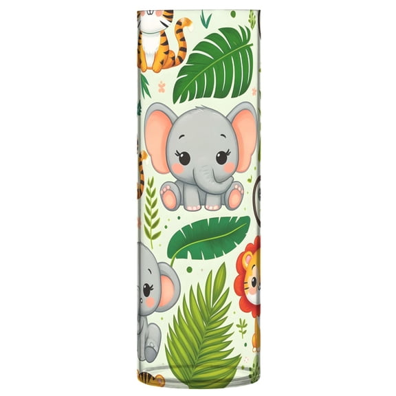 Clear Flower Vase Centerpieces Plastic Cylindrical Vases Home Wedding Decor 4"x12" Cute Lion Tiger Monkey Elephants
