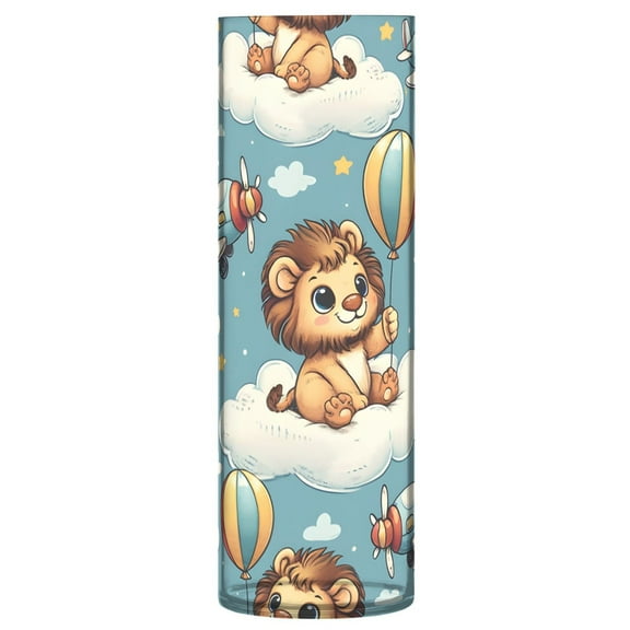 Clear Flower Vase Centerpieces Plastic Cylindrical Vases Home Wedding Decor 4"x12" Cute Lion with Balloon Sit Cloud