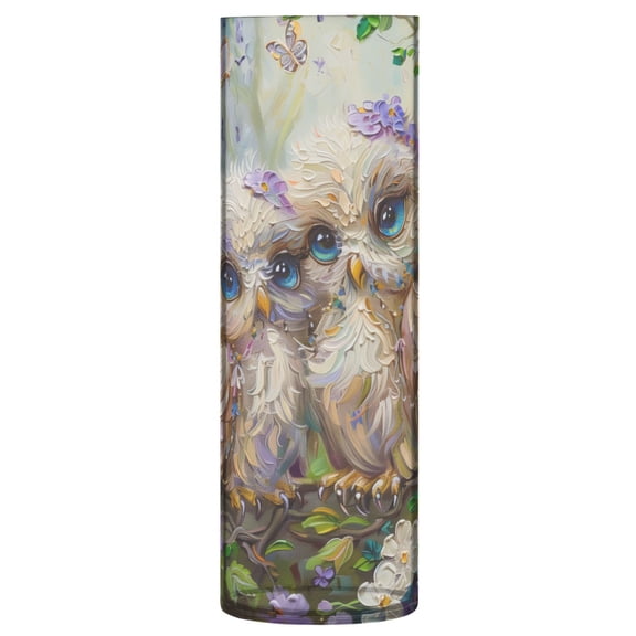 Clear Flower Vase Centerpieces Plastic Cylindrical Vases Home Wedding Decor 4"x12" Cute Owls in Forest
