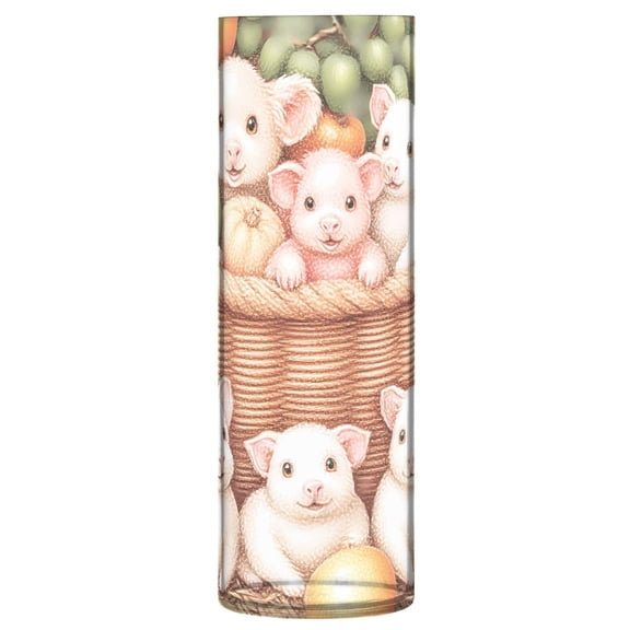 Clear Flower Vase Centerpieces Plastic Cylindrical Vases Home Wedding Decor 4"x12" Cute Pigs and Fruits
