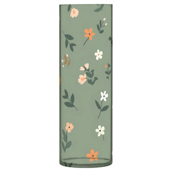 Clear Flower Vase Centerpieces Plastic Cylindrical Vases Home Wedding Decor 4"x12" Cute Small Flowers and Leaves