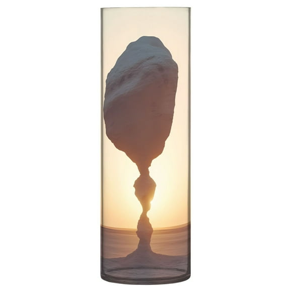 Clear Flower Vase Centerpieces Plastic Cylindrical Vases Home Wedding Decor 4"x12" Desert Stone Landscape