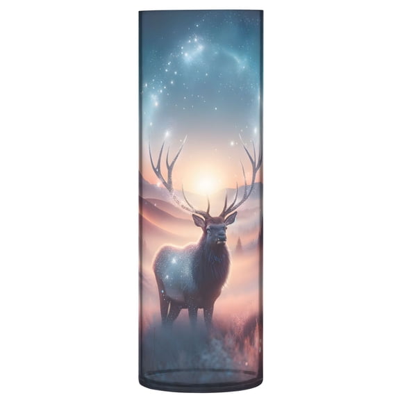 Clear Flower Vase Centerpieces Plastic Cylindrical Vases Home Wedding Decor 4"x12" Elk under Night Sky