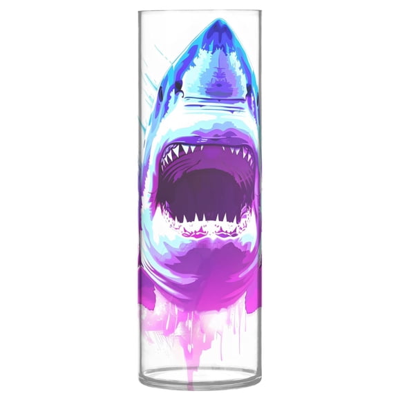 Clear Flower Vase Centerpieces Plastic Cylindrical Vases Home Wedding Decor 4"x12" Fierce Fantasy Shark