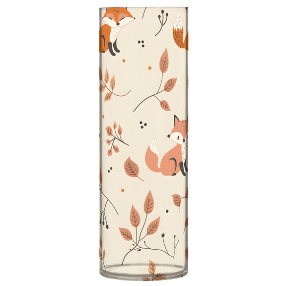 Clear Flower Vase Centerpieces Plastic Cylindrical Vases Home Wedding Decor 4"x12" Fox and Leaves