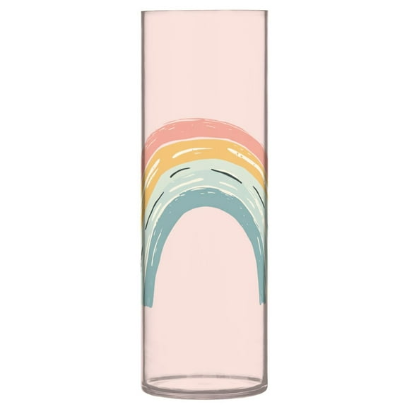 Clear Flower Vase Centerpieces Plastic Cylindrical Vases Home Wedding Decor 4"x12" Hand-painted Rainbow
